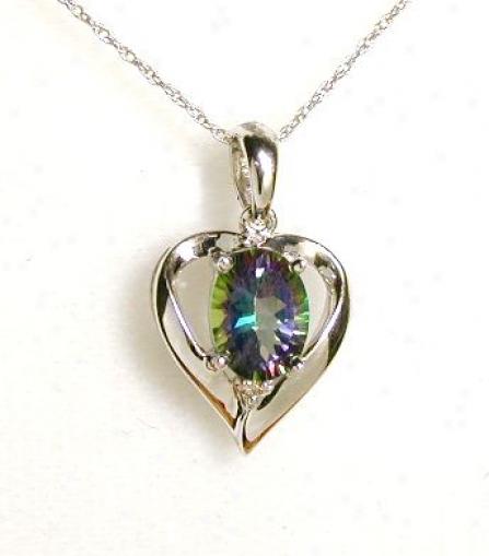 Mystic Topaz & Diamond Heart Hanging appendage