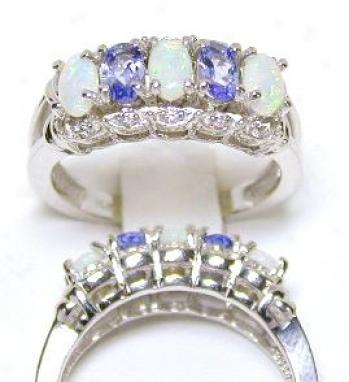 Opal, Tanzanite & Diamond Band Circle