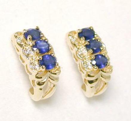 Oval Sapphire & Diamond Earrings