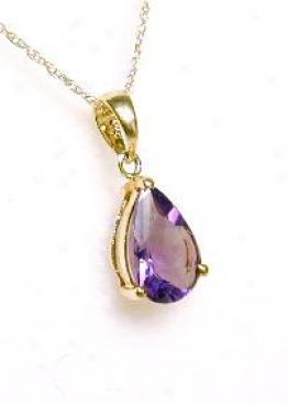 Pear Amethyst Solitaire Pendant