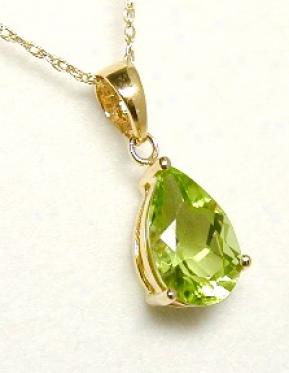 Pear Peridot Solitaire Pendant