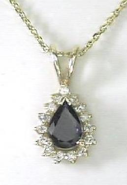 Pear-shape Sapphire & Diamond Pendant