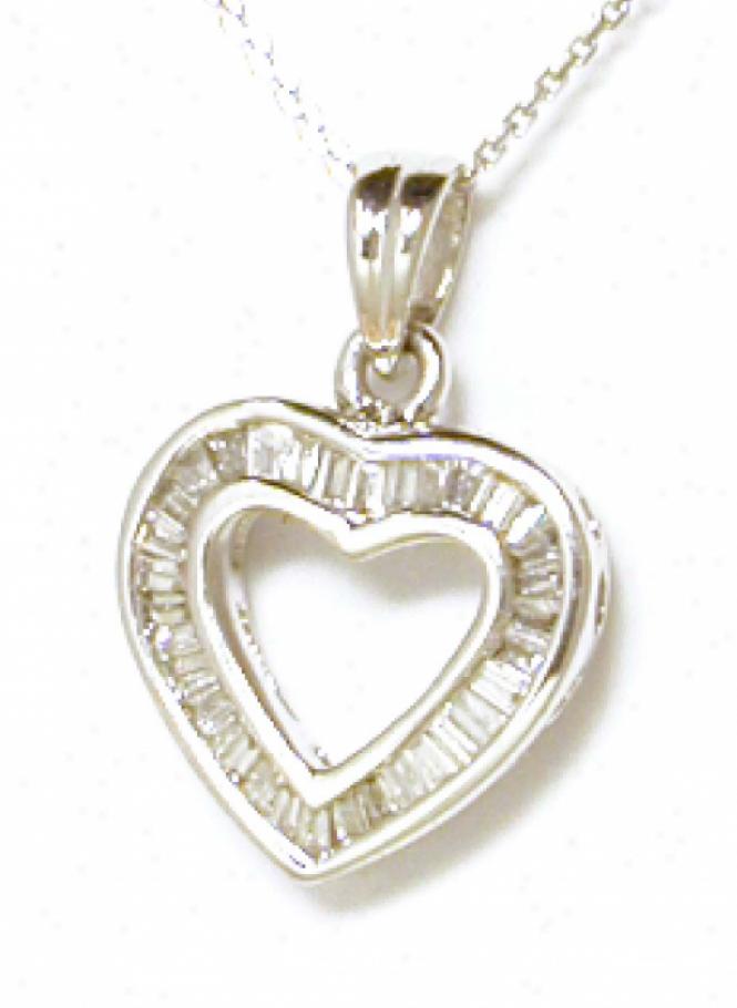 Petite Baguette Diaond Heart Pendant (i/i1, G/h)