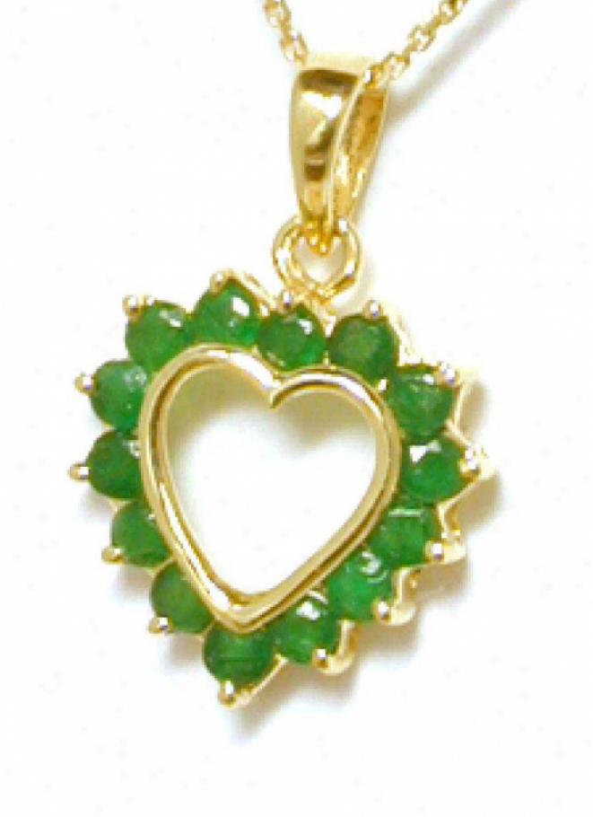 Petite Round Emerald Heart Pendant