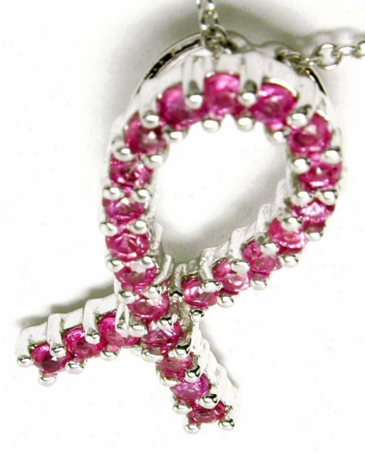 Pink Sapphire Breast Cancer Ribbon Pendant