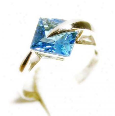 Princess Blue Topaz Modern Ring