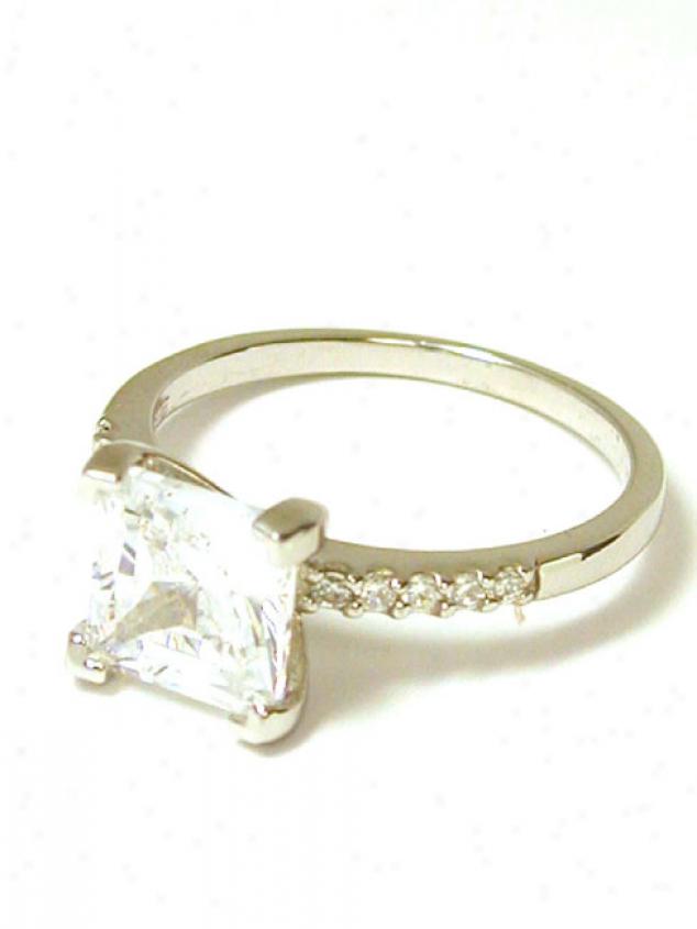 Princess & Round Cubic Zirconia Cz Engagement Ring
