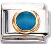 Round - Blue Cats-eye Italian Charm Link