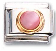 Round - Pink Cats-eye Itlaian Charm Link