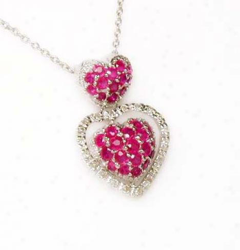Ruby & Diamond Double Heart Pendant