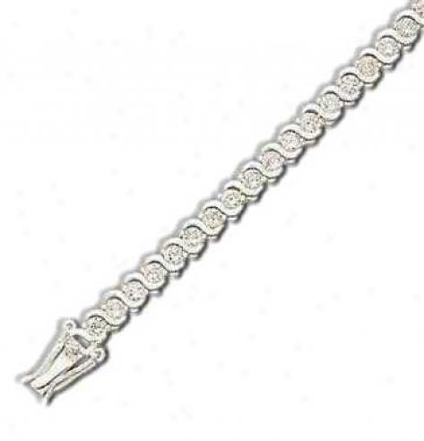S Design Round 3 Mm Cz Silver Bracelet