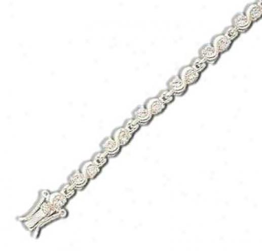 S Design Tw Stone Round 3 Mm Cz Silver Bracelet