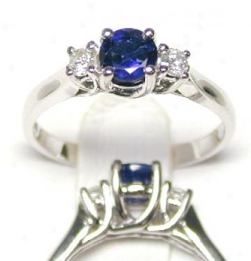 Sapphire & Diamond Ronf 3 Stone Ring