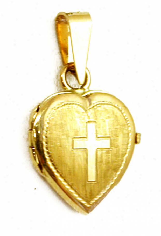 Satin/polish Cross Heart Locket Pendant