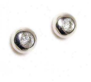 Solitaiee Bezel-set Diamond Earrings