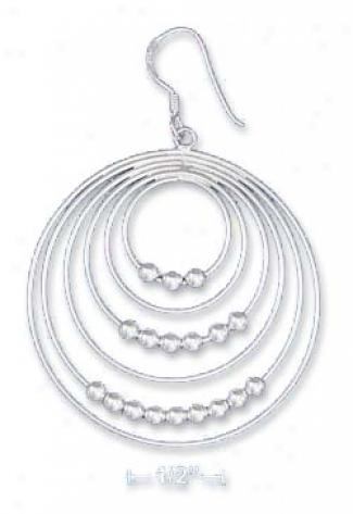 Ss 1 1/2 Inch 6 Wire Concentric Circle Earrings Move Beads