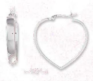 Ss 1 Inch Flat Stock Open Heart Earriings With French Lock