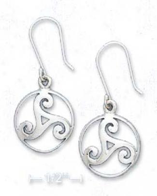 Ss 1/2 Inch Round Celtic Scrolled Design Earrings