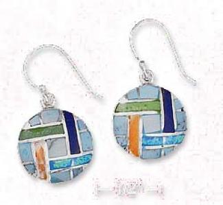 Ss 1/2 Inch Turquoise pSiny Oyster Lapis Lab Opal Earrings