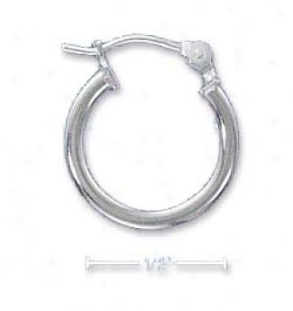 Ss 14mm Squared Hoop Earrings With Clutch Locks (2mm Tubing)