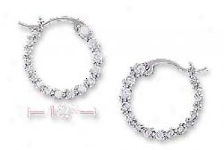Ss 15mm Cz JourneyS tyle Hoop Earrings With French Locks