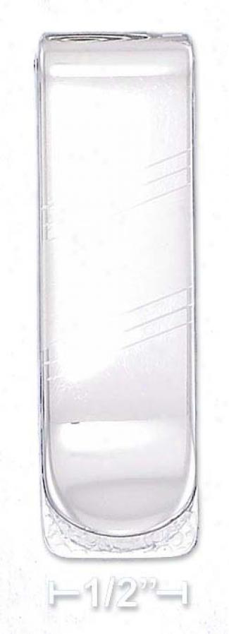 Ss 15mm Money Clip Etched Lines Angled Satin Finish Area