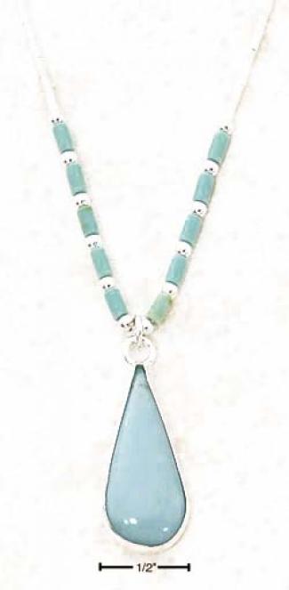Ss 16 In Ls Necklace With Turquoise Heshi Turquoise Teardrop