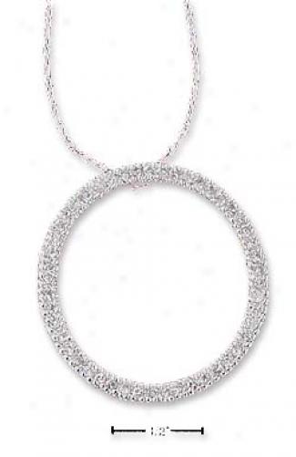 Ss 16 Inch 28mm Continuous Cz Open Circle Necklace