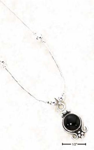 Ss 16 Inch Ls Necklace Onyx Bottom Loop Dots Beads