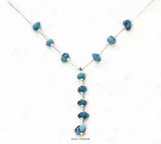 Ss 16 Inch Ls Necklace With Turquoiwe Nugget Dangle
