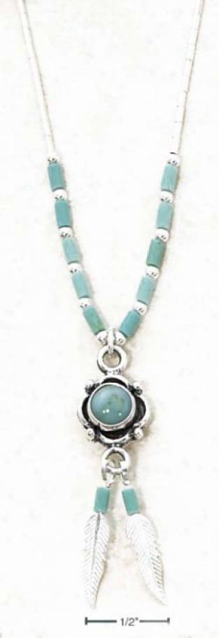Ss 16i Ls Necklace Turquoise Hrshi Turquoise Concho Frather