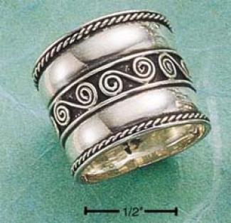 Ss 17mm Bali With Middle Side Liyng S Spiral Design Ring