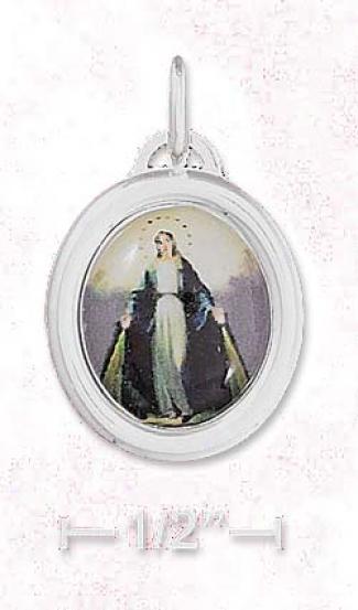 Ss 17mm Holy Mary Pendant With Clear External Covering
