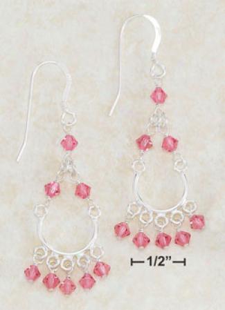 Ss 2 Inch Pink Crystal Horseshoe Chandelier Earrings