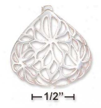 Ss 24x25mm Tropical Filigree Rounded Triangle Pendant