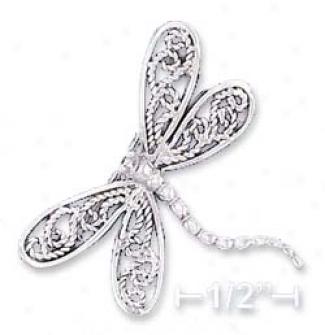 Ss 27x31mm Dragonfly With Filigree Wings Curved Body Pun