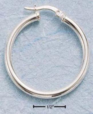 Ss 30mm Tybular Hoop With French Lock Earrings (3mm Tubing)