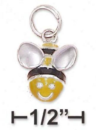Ss 3d 11x12mm Enamel Bumble Bee Charm Moveable Head Body