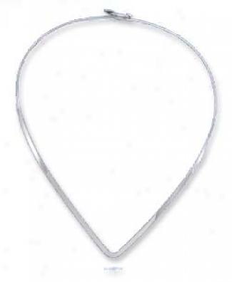 Ss 3mm Flat V Collar Necklace With Hook Closure (16 Inch)
