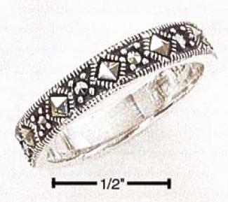 Ss 4mm Diamond Shape Marcasite Ring (smooth Palm Side)