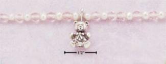 Ss 5 Inch Teddy Bear Swing Bracelet Woty Pearls Pink Beafs