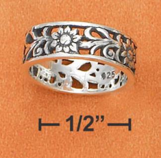 Ss 5mm Floral Filigree Ring For Toe Pinky Or Knuckle