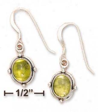 Ss 5x7mm Peridot With Scalloped Beaded Bord3r Earrings