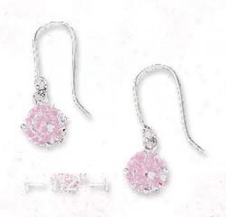 Ss 6.5mm Pink Basket Set Cz With Tiny Cz Accent Earrings