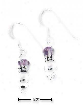 Ss 6m Ball With Bali Daisies Faceted Amethyst Earrings
