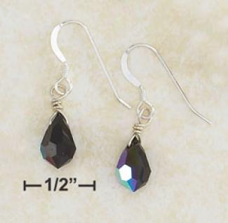 Ss 6x10mm Black Arora Borealis Teardrop Earrings