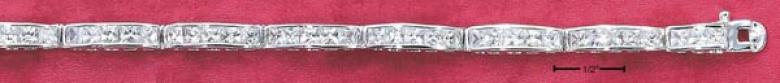 Ss 7 In Channel Set Domed Elongated Tennis Bracelet With Czs