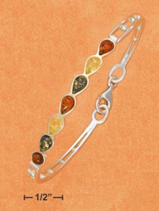 Ss 7 Inch Mylticolor Amber Tearfrop Hinyed Bracelet