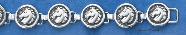 Ss 7 Inch Round Horse-head Medaallion Link Bracelet