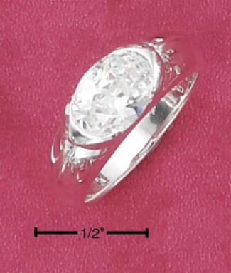 Ss 7 X 10mm Clear Verge Cz Ring With Knife Edge Tapered Ring